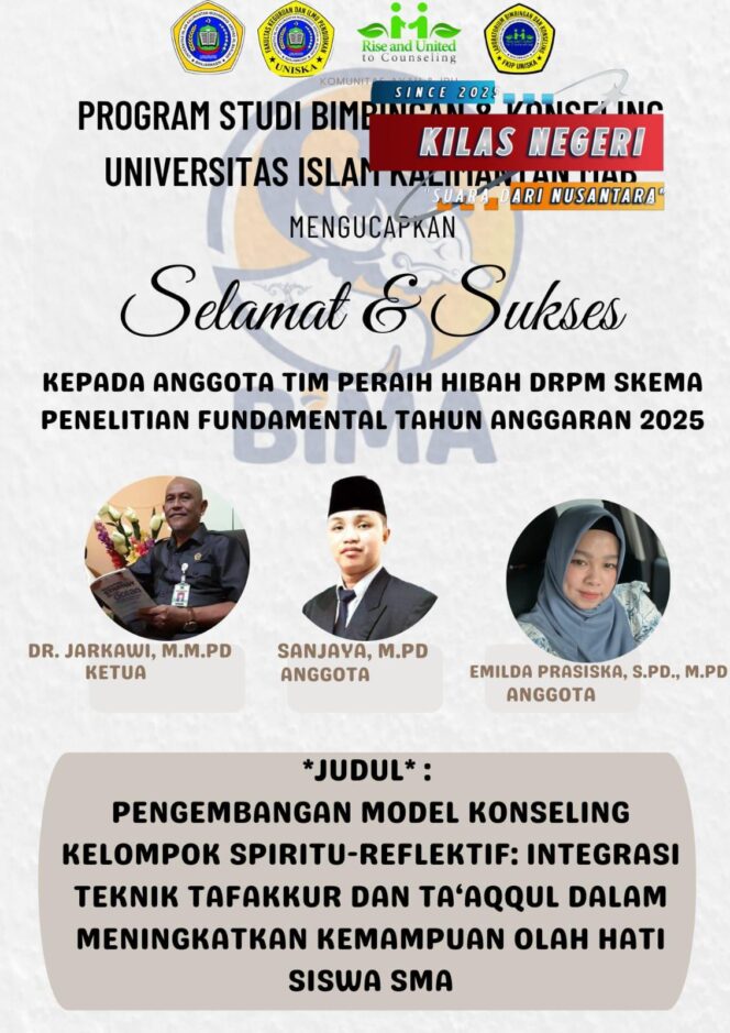 Inovasi Konseling Berbasis Kearifan Lokal Dan Agama Antarkan Dosen Bimbingan Dan Konseling Uniska Raih Hibah DRPM Skema Penelitian Fundamental