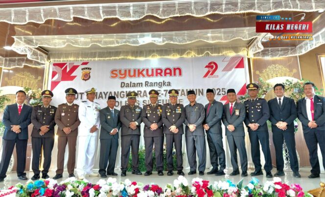 
Personel Lanal Simeulue Ikuti Upacara Peringatan HUT Ke-79 Bhayangkara di Mapolres Simeulu