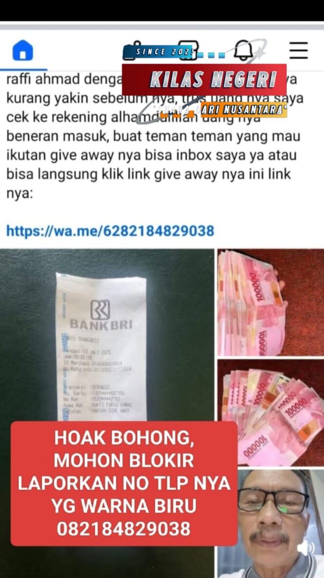
Mengaku Akun FB Rafi Ahmad Beri Bantuan 31 Juta, Korban Hingga Harus Rela Kehilangan Uang Jutaan Rupiah