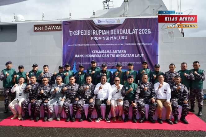 
Bersinergi Dengan Bank Indonesia Provinsi Maluku, Danlantamal IX Ambon Ikuti Pelepasan Tim Ekspedisi Rupiah Berdaulaut 2025