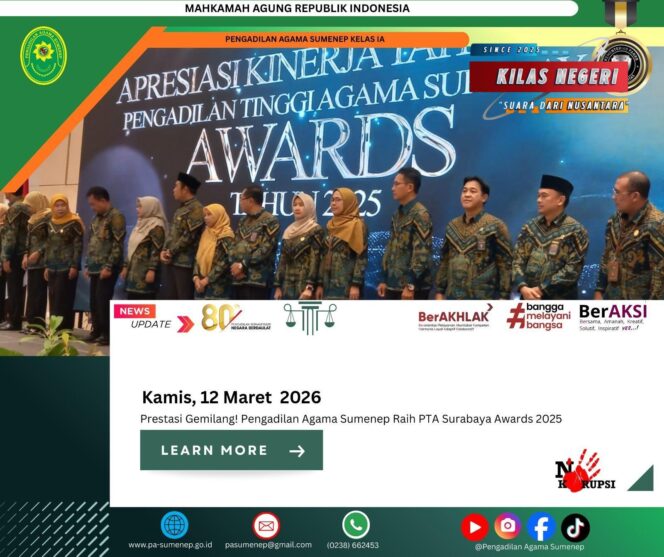 
Prestasi Gemilang! Pengadilan Agama Sumenep Raih PTA Surabaya AWARDS 2025